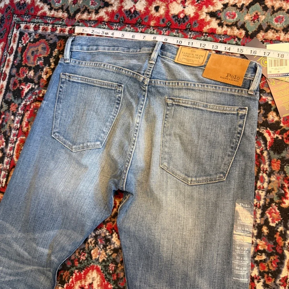 Polo Ralph Lauren Varick Slim Straight Performance Denim Blue Jeans 32x34 NWT